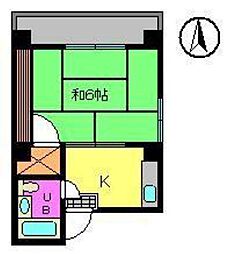 コーポ西村 1Kの間取図画像