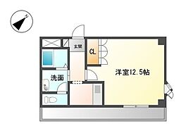 パシフィックヒルズはなみずき 1Kの間取図画像
