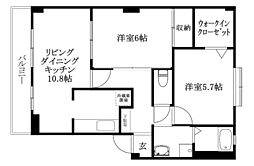 キュア空港通 2LDKの間取図画像