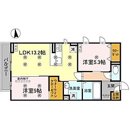 フジコH 2LDKの間取図画像