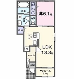 サニーハイツI 1LDKの間取図画像