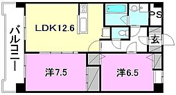 プレジール来住 2LDKの間取図画像