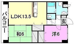 コンフォートアサノ 2LDKの間取図画像