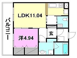 BOWマンションつばき参道前 1LDKの間取図画像