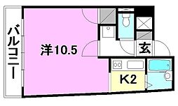 レーベンイケダ美沢 1Kの間取図画像