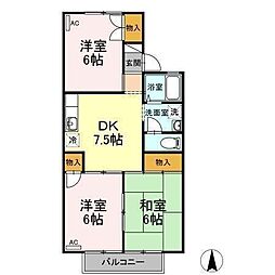 セジュール平田 3DKの間取図画像