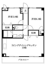 フィネス幸 2LDKの間取図画像
