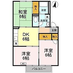 グリーンパーク佐伯B 3DKの間取図画像