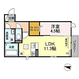 リベルテ立花 1LDKの間取図画像
