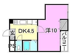 ニュークリアス 1DKの間取図画像