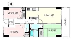 サーパス三津弐番館 3LDKの間取図画像