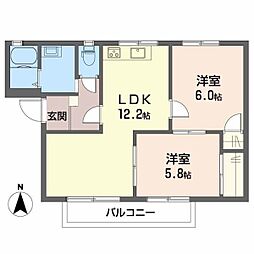 フレグランス関谷A 2LDKの間取図画像