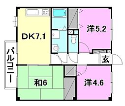 フォブール一色2 3DKの間取図画像