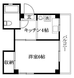 メゾンAD2 1Kの間取図画像