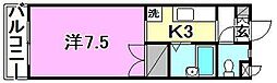 プラザTOWA 1Kの間取図画像