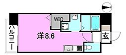 メイフェア南江戸プレミアム ワンルームの間取図画像