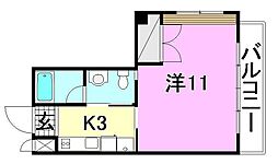 ベルルブラン 1Kの間取図画像