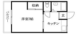 コーポ野咲 1Kの間取図画像