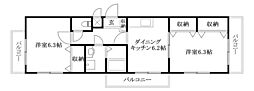 マリベール伊予 2DKの間取図画像