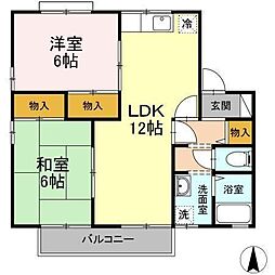 メゾンベルラルジュミルトニア館 2LDKの間取図画像