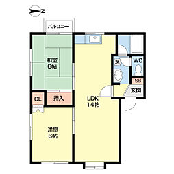 セトルときめき 2LDKの間取図画像