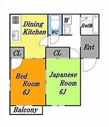 えふ・がーでんE 2DKの間取図画像
