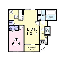 鶴ヶ島市新町4丁目アパート 1LDKの間取図画像