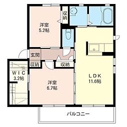 フレンドリーパークつきのわF 2LDKの間取図画像