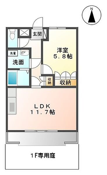 ステディア 105｜宮城県石巻市新成2丁目(賃貸アパート1LDK・1階・44.62㎡)の写真 その2