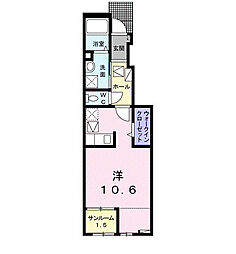 グレイスガーデン光ケ丘 1階ワンルームの間取り
