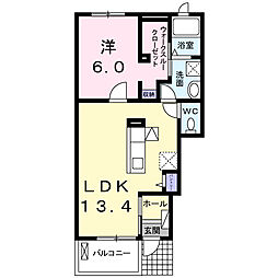 ミオソティス 1階1LDKの間取り