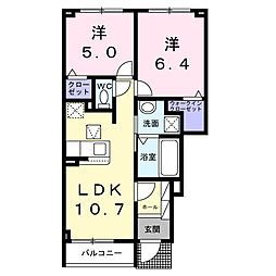 新橋アパートI 1階2LDKの間取り