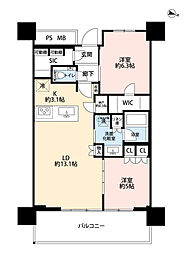 URAWA THE TOWER 2LDKの間取図画像