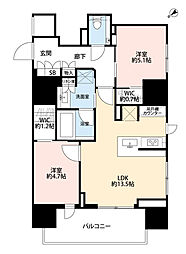 ザ・パークハウス芝御成門 2LDKの間取図画像