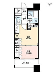 シティタワー銀座東 1LDKの間取図画像
