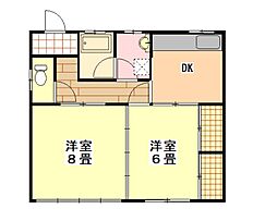 直井ハイツ 2DKの間取図画像