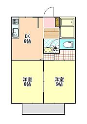 アイビーハウス 2DKの間取図画像