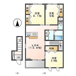ブリーゼカペレ 3LDKの間取図画像