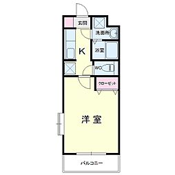 ブライトタイム1 1Kの間取図画像