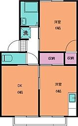 ビラ・セゾンA 2DKの間取図画像