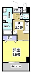 エストメンツ中央 1Kの間取図画像