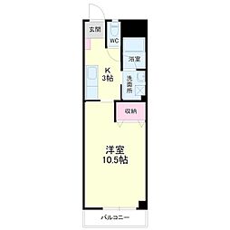 フォーレ三和3 1Kの間取図画像