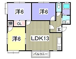 コリーナ蜆塚 3LDKの間取図画像