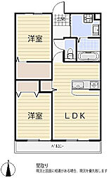 ウエストコート六軒 2LDKの間取図画像