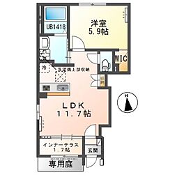 浜松市浜名区西美薗アパート 1LDKの間取図画像