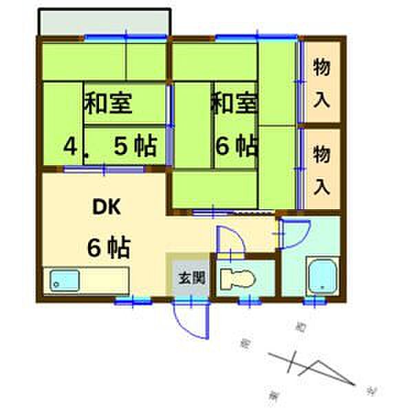 コーポアイランド C｜静岡県浜松市中央区瓜内町(賃貸アパート2DK・2階・34.78㎡)の写真 その2