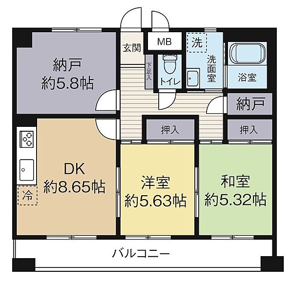 クレール野口 403｜静岡県浜松市中央区野口町(賃貸マンション2SDK・4階・61.74㎡)の写真 その2