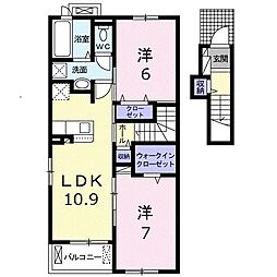 メゾン　シュシュA 2階2LDKの間取り