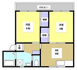 ファミリーハイツ 2DKの間取図画像