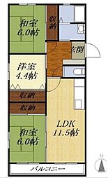 AAI高尾 1階3LDKの間取り